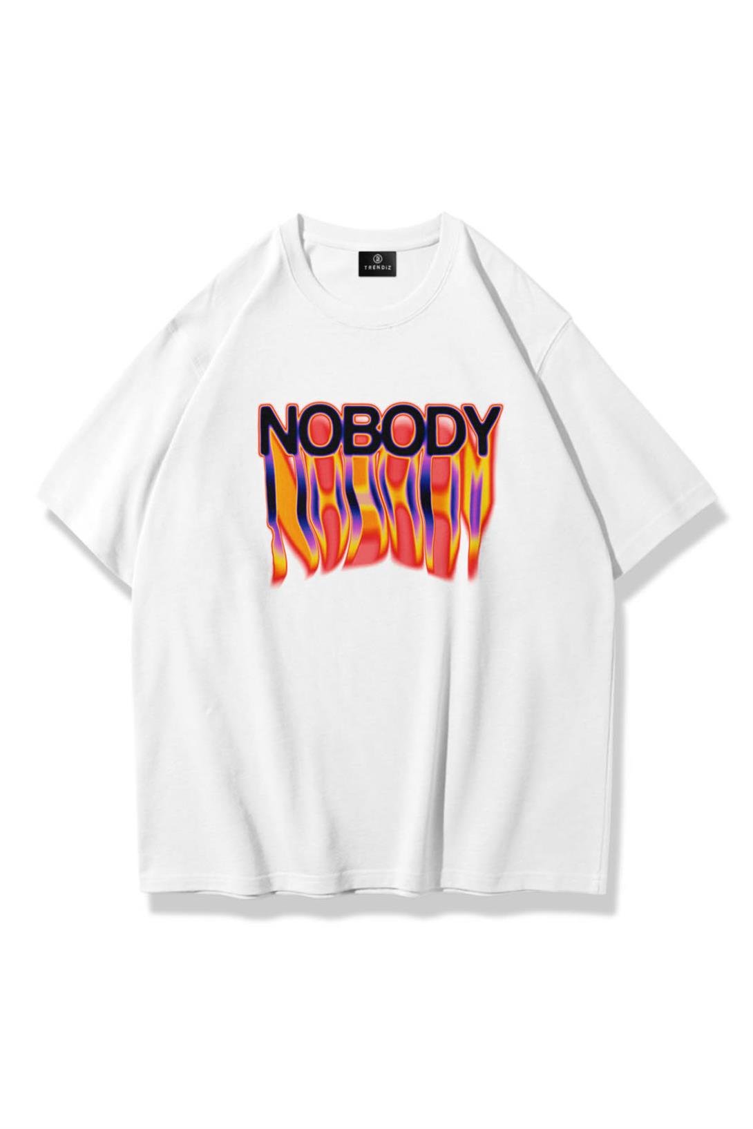 Trendiz Unisex Nobody Tshirt Beyaz
