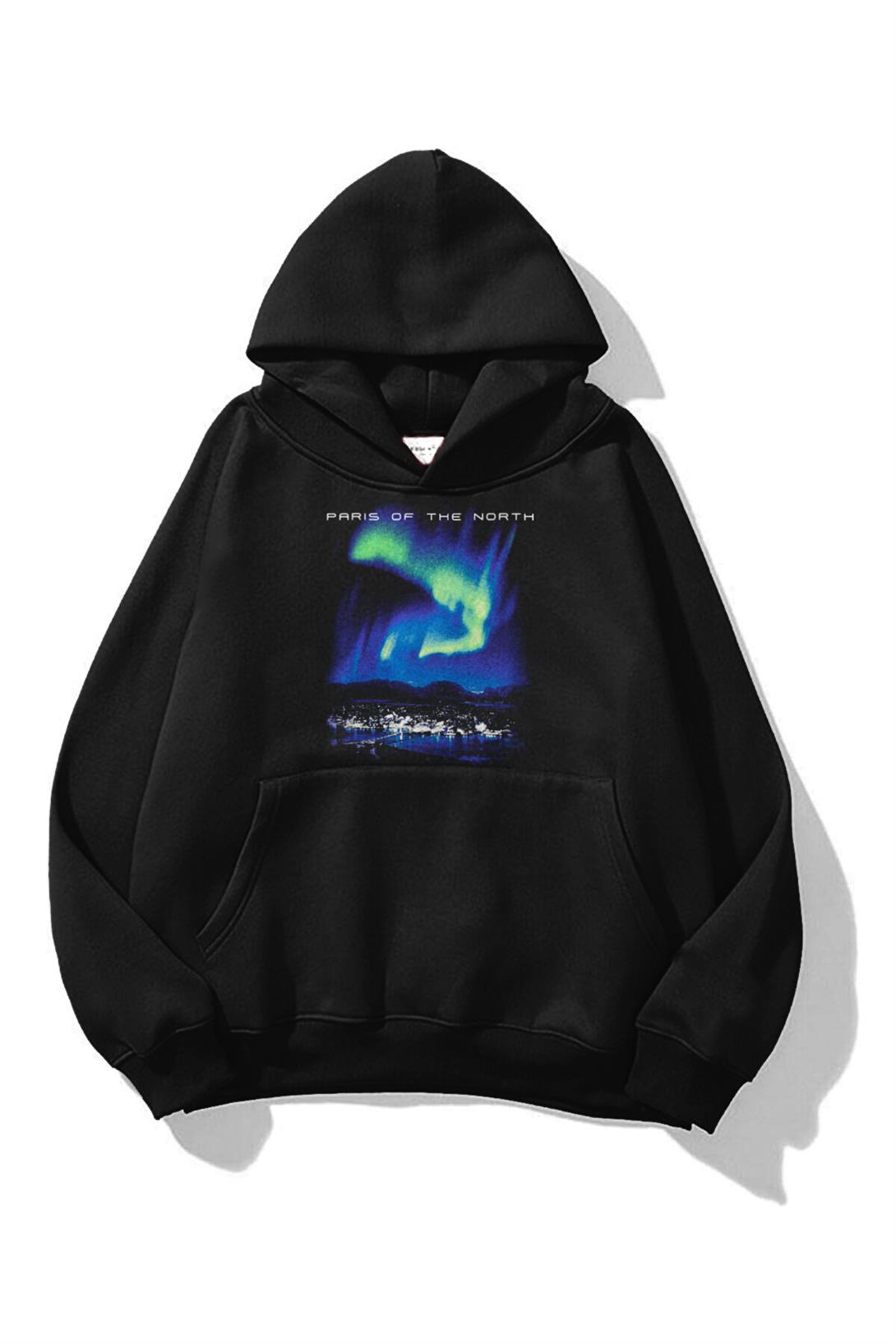 Trendiz Unisex Paris Sweatshirt Hoodie Siyah