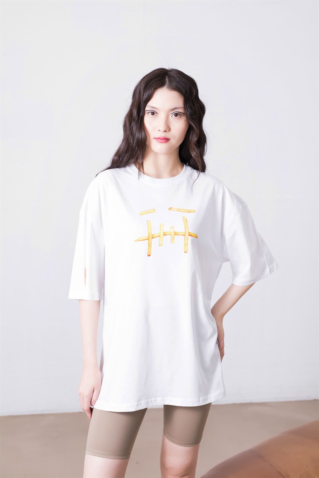 Trendiz Unisex Patates Cactus Jack Beyaz Tshirt