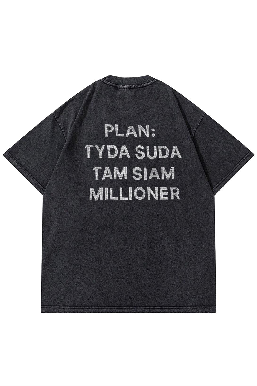 Trendiz Unisex Plan Yıkamalı Tshirt Antrasit