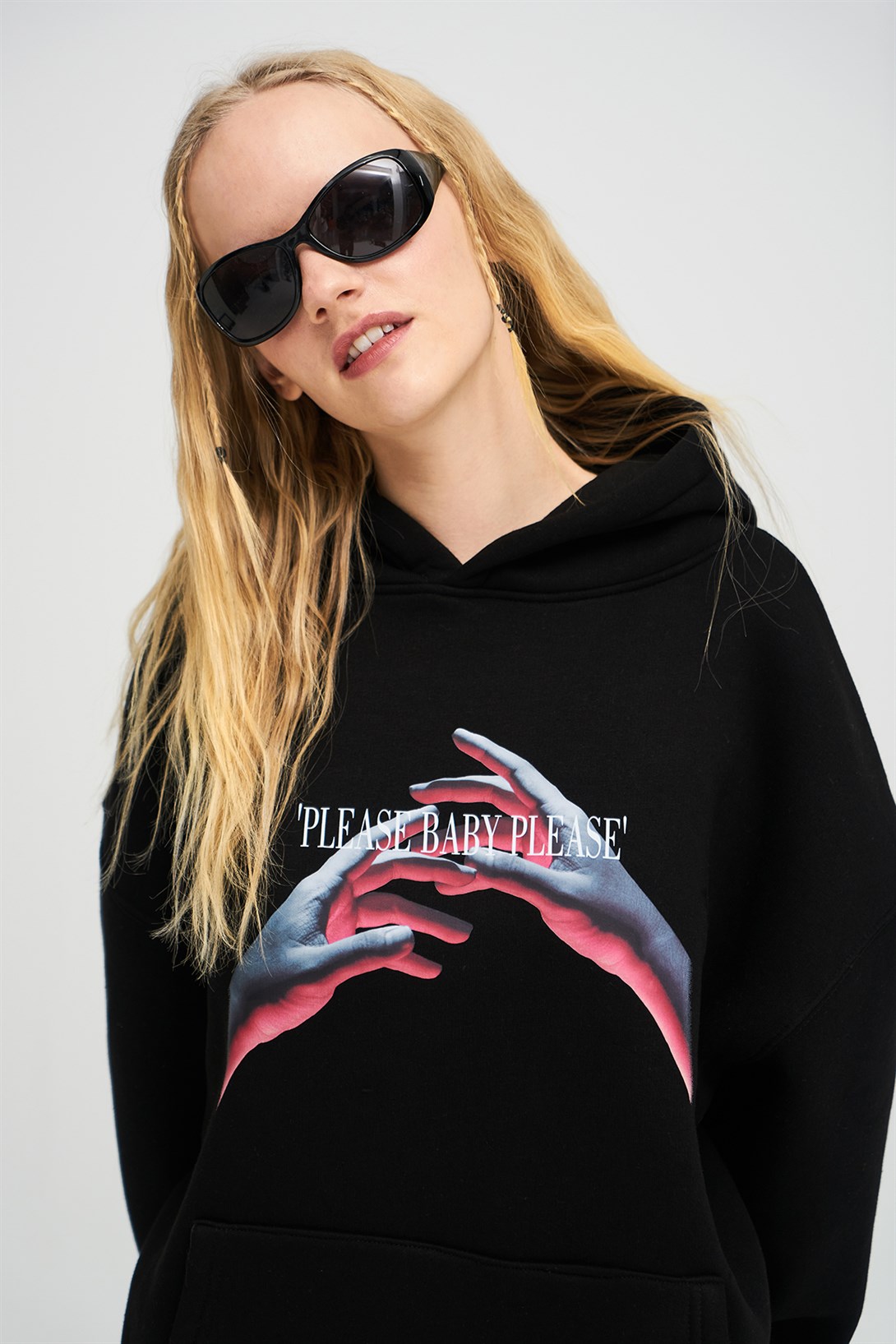 Trendiz Unisex Please Baby Sweatshirt Hoodie Siyah