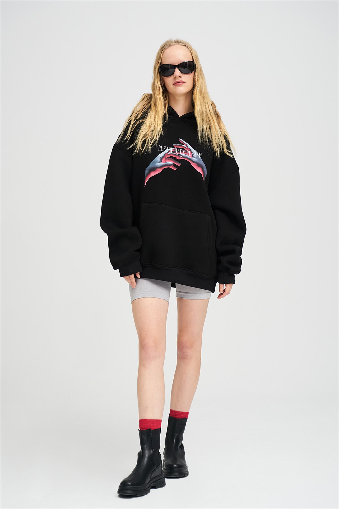 Trendiz Unisex Please Baby Sweatshirt Hoodie Siyah