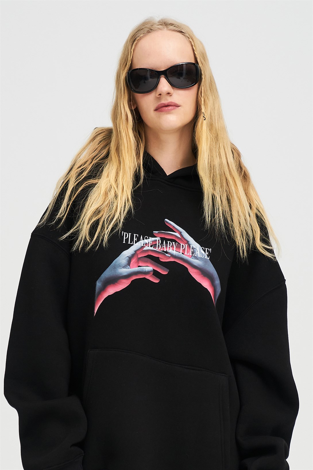 Trendiz Unisex Please Baby Sweatshirt Hoodie Siyah