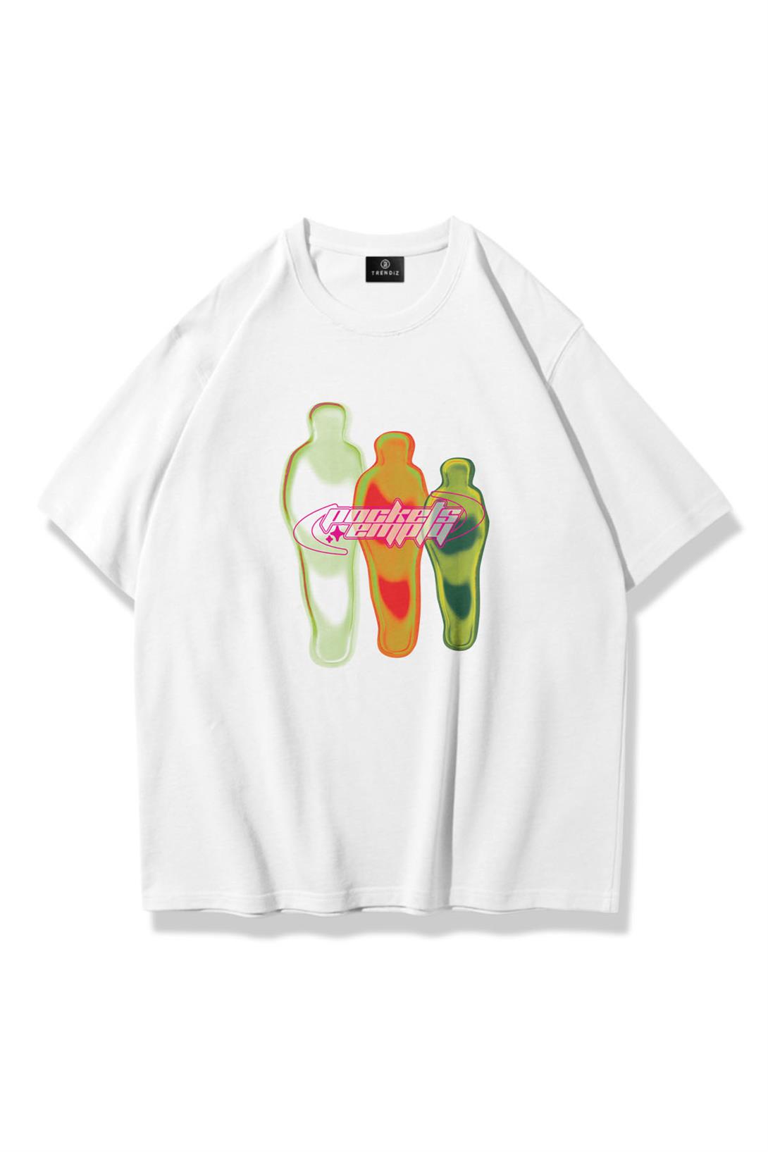 Trendiz Unisex Pockets Empty Tshirt Beyaz