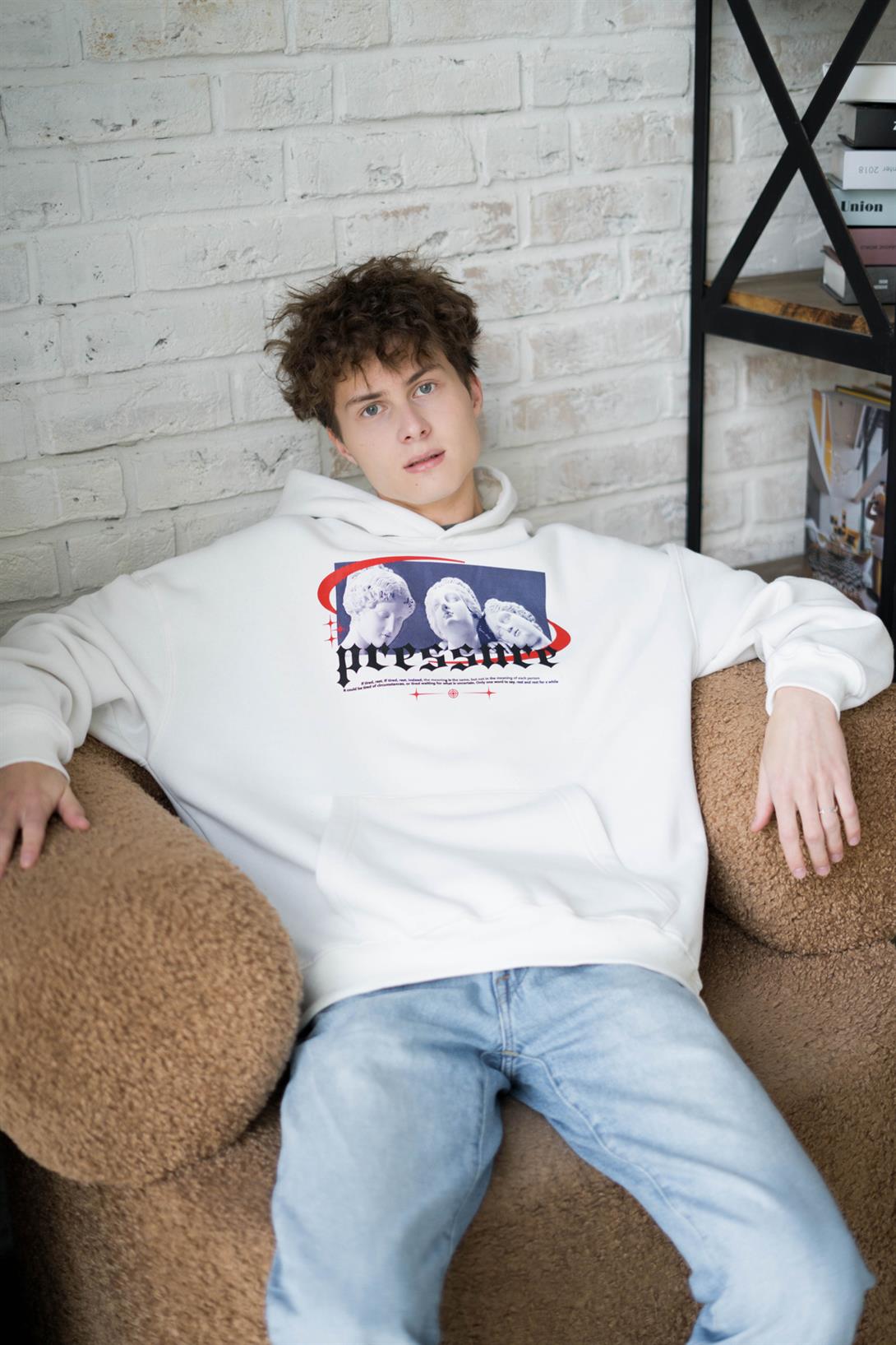 Trendiz Unisex Pressure Sweatshirt Hoodie Beyaz