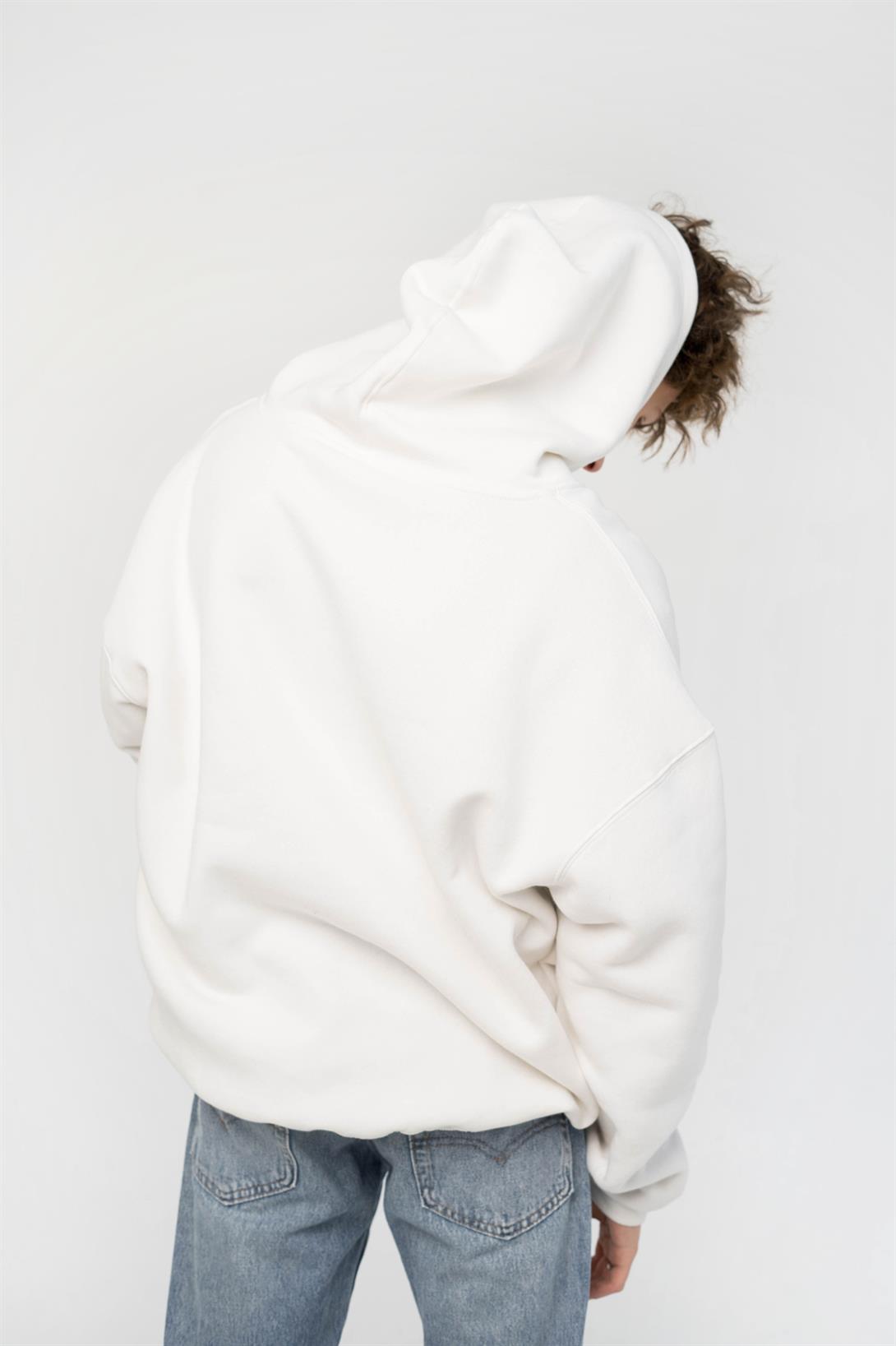 Trendiz Unisex Pressure Sweatshirt Hoodie Beyaz