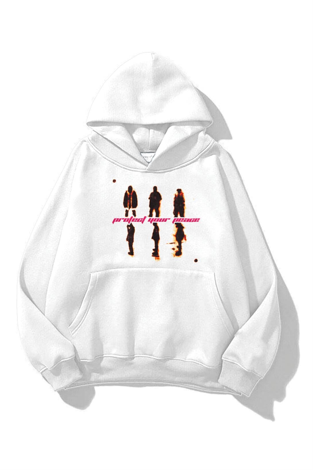 Trendiz Unisex Protect Your Peace Sweatshirt Beyaz