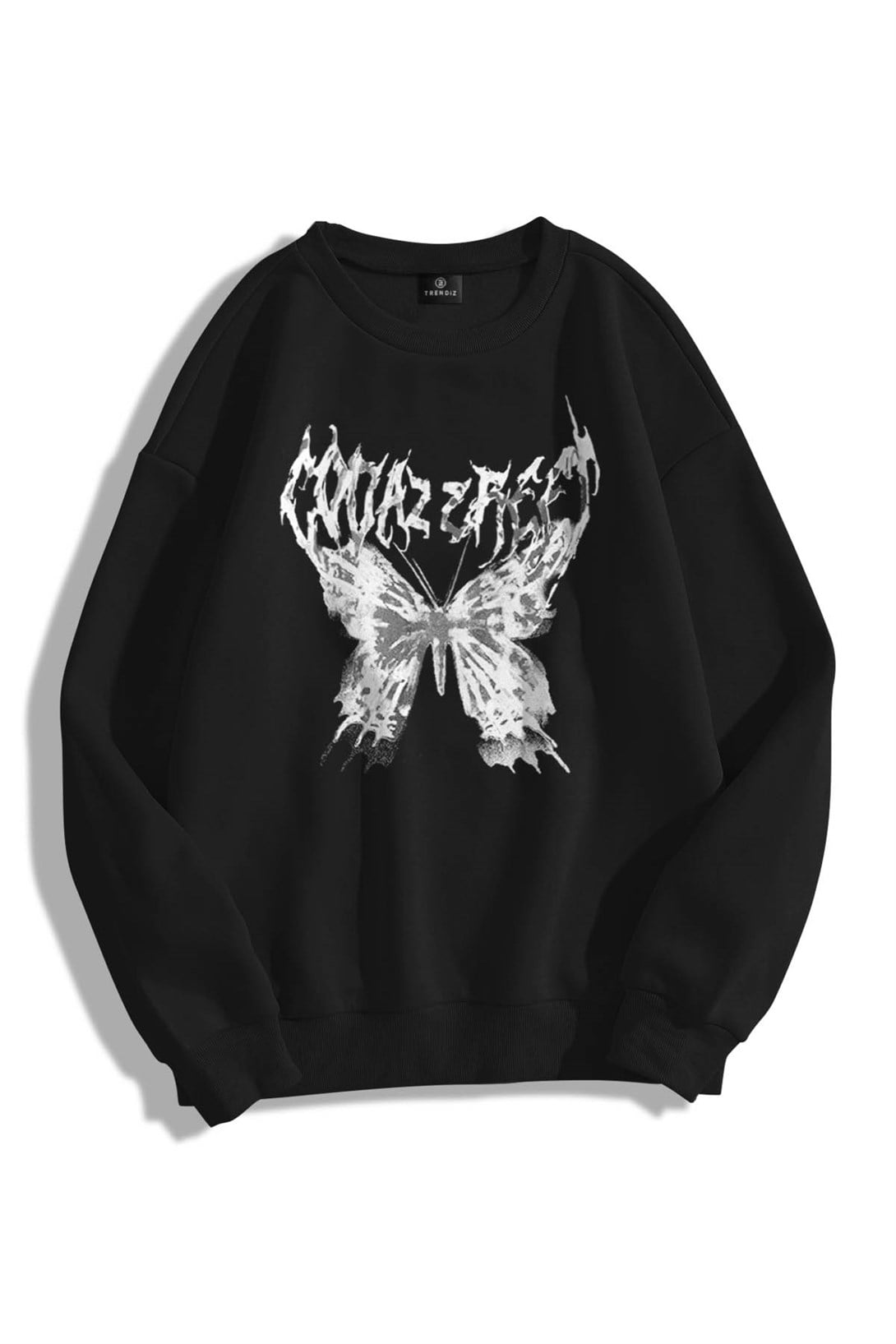 Trendiz Unisex Punk Kelebek Bisiklet Yaka Sweatshirt Hoodie
