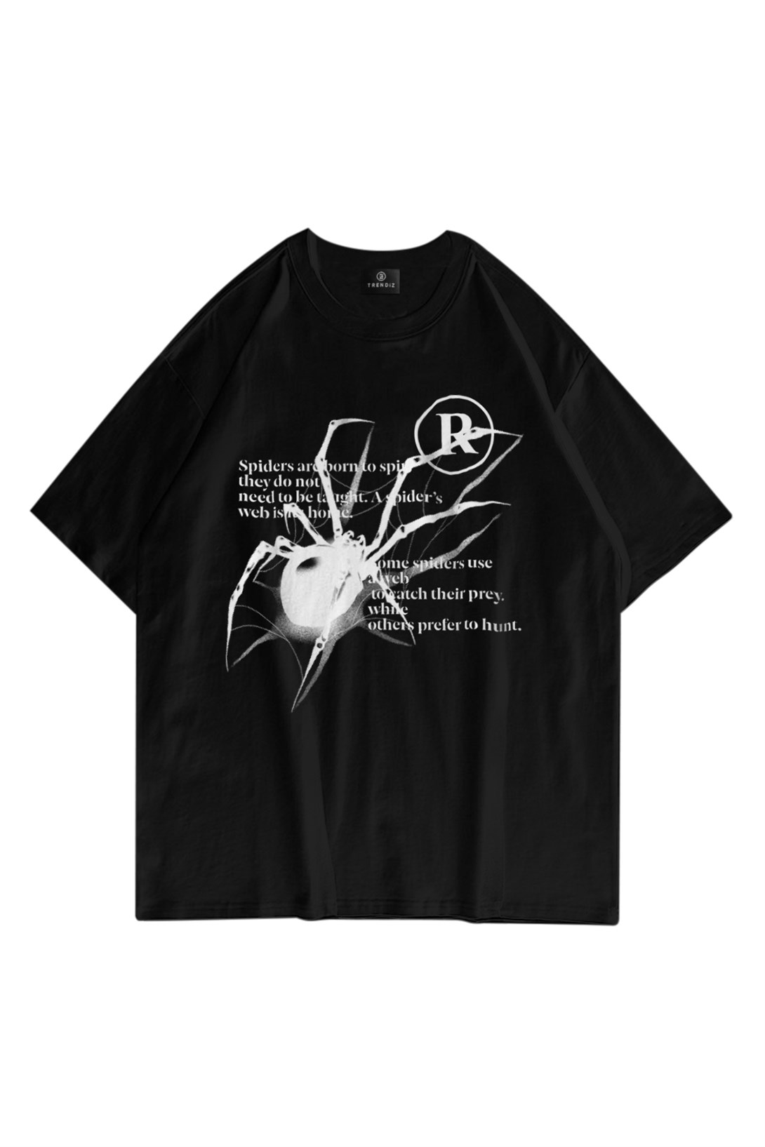 Trendiz Unisex R Spider Tshirt Siyah