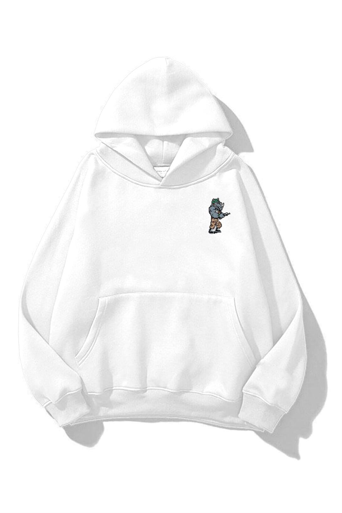 Trendiz Unisex Rocksteady Sweatshirt Hoodie Beyaz