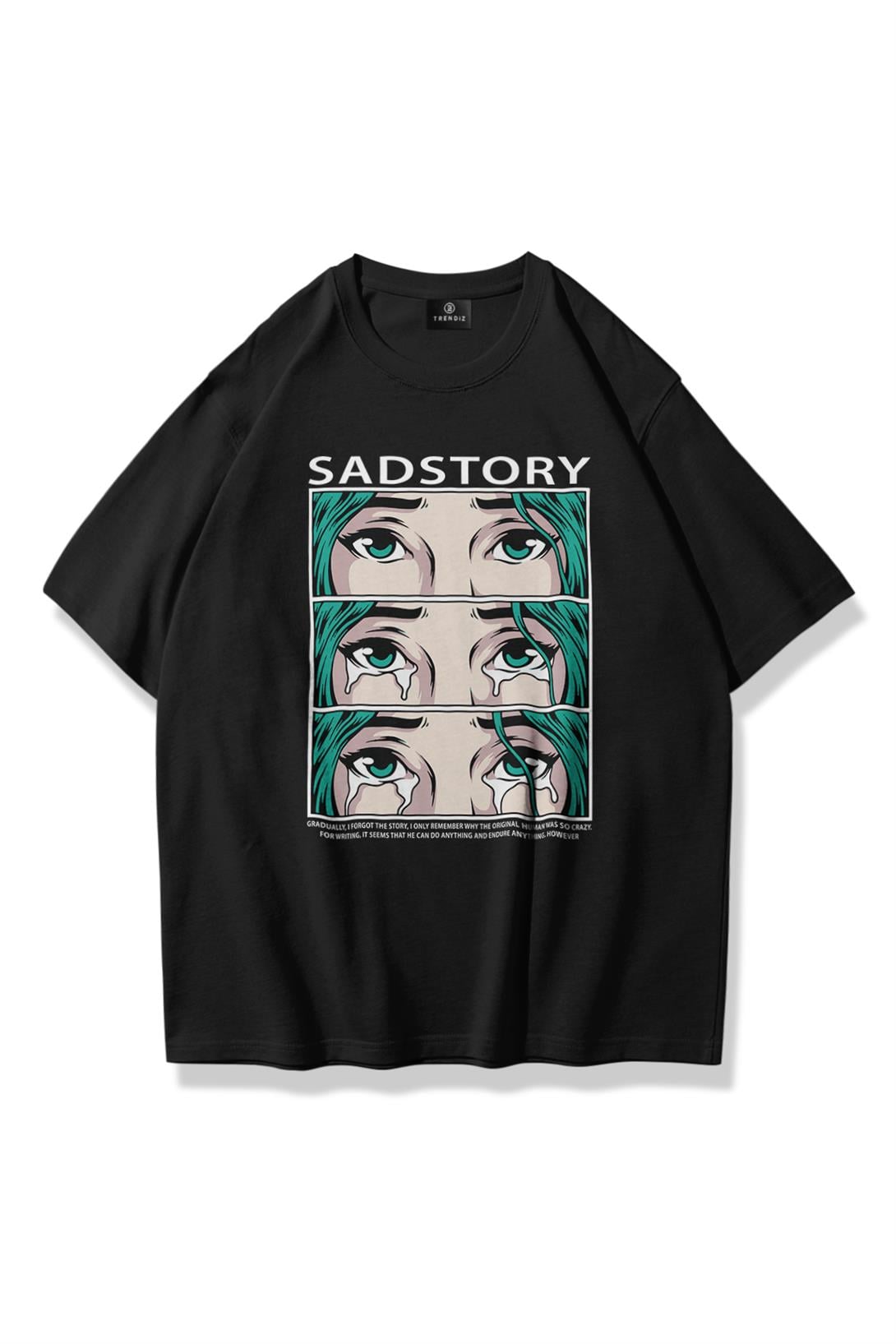 Trendiz Unisex Sad Story Tshirt Siyah