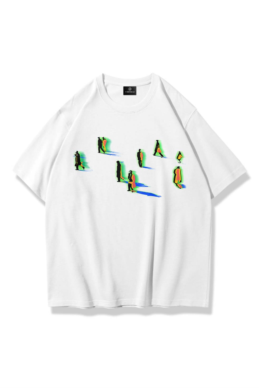 Trendiz Unisex Shadows Tshirt Beyaz