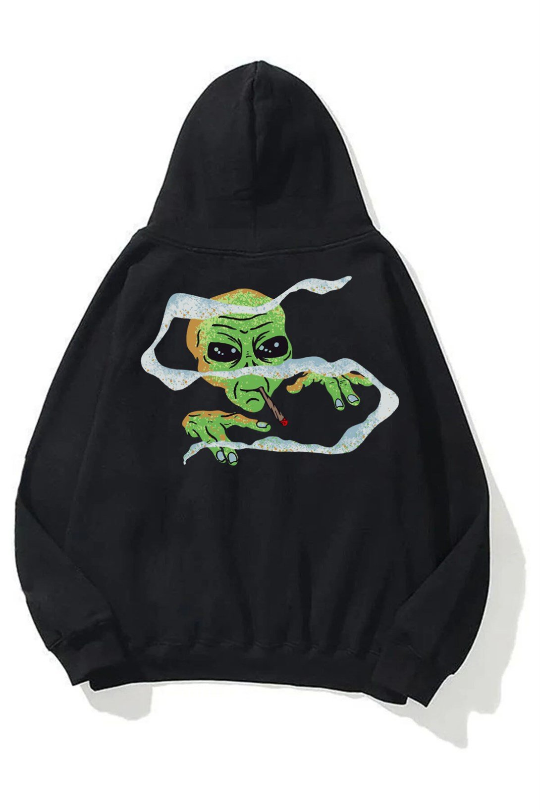 Trendiz Unisex Smoking Alien Sweatshirt Hoodie Siyah