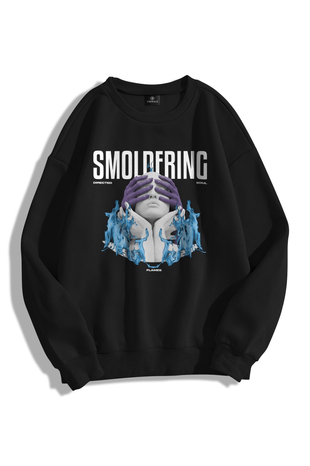 Trendiz Unisex Smoldering Bisiklet Yaka Sweatshirt Hoodie