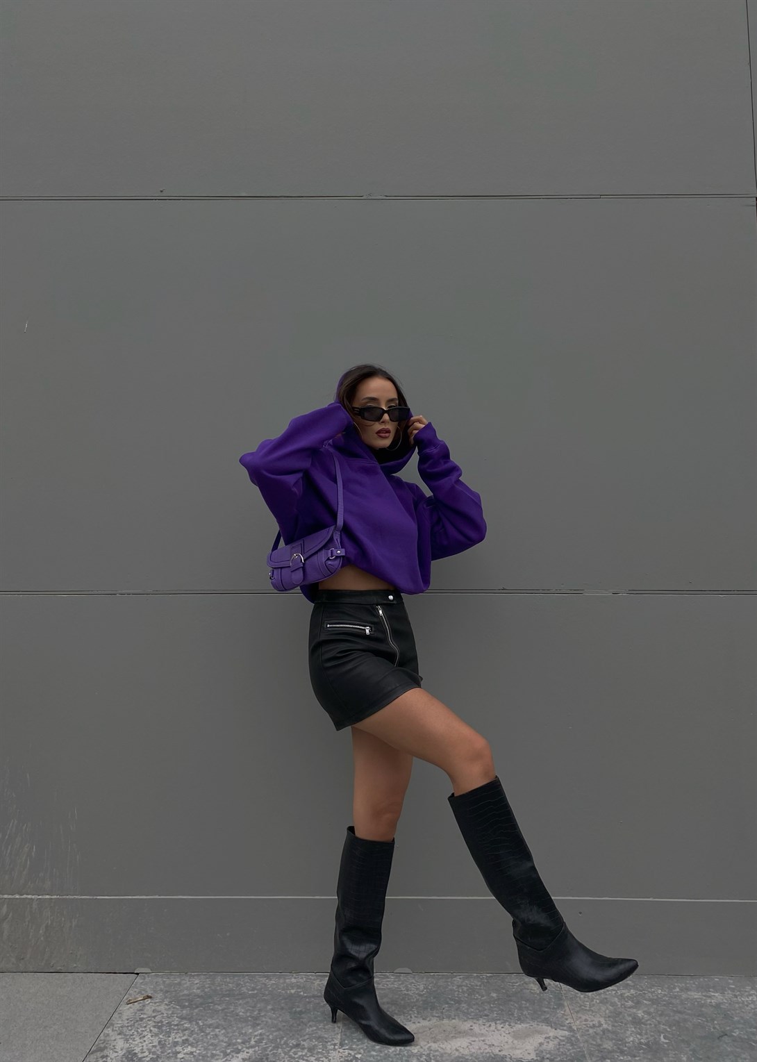 Trendiz Unisex Soft Mor Basic Sweatshirt Hoodie