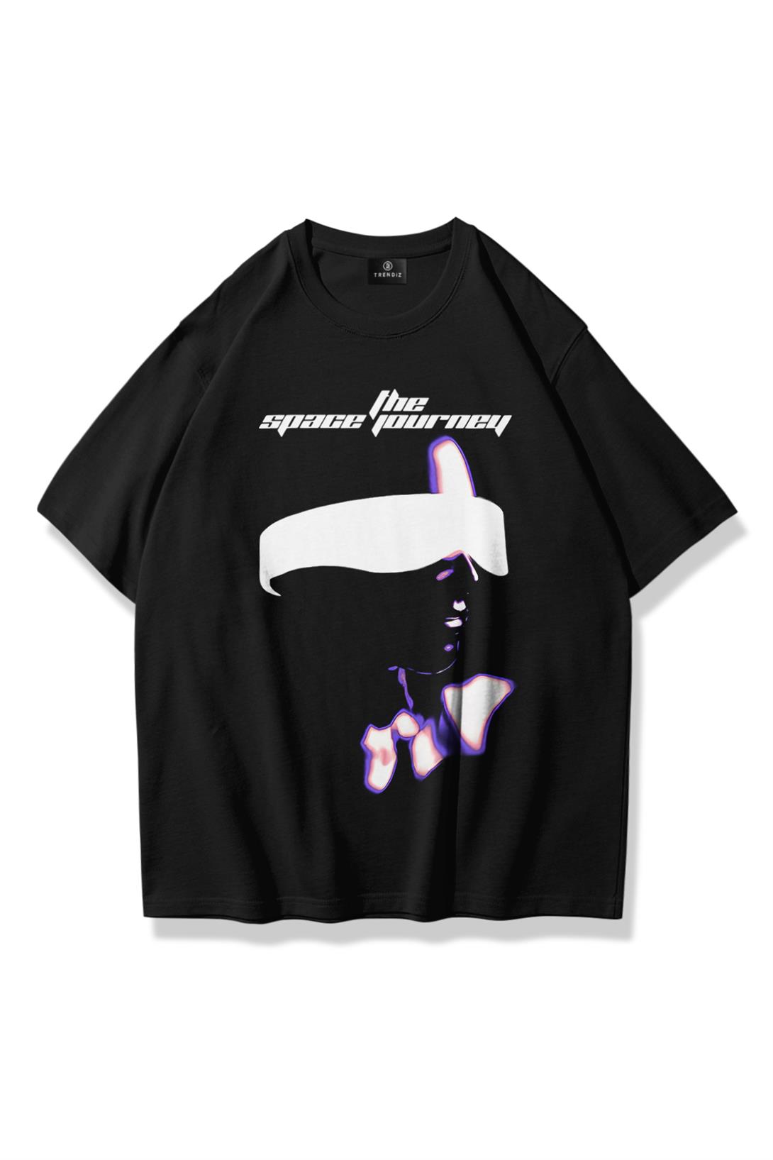 Trendiz Unisex Space Journey Tshirt Siyah