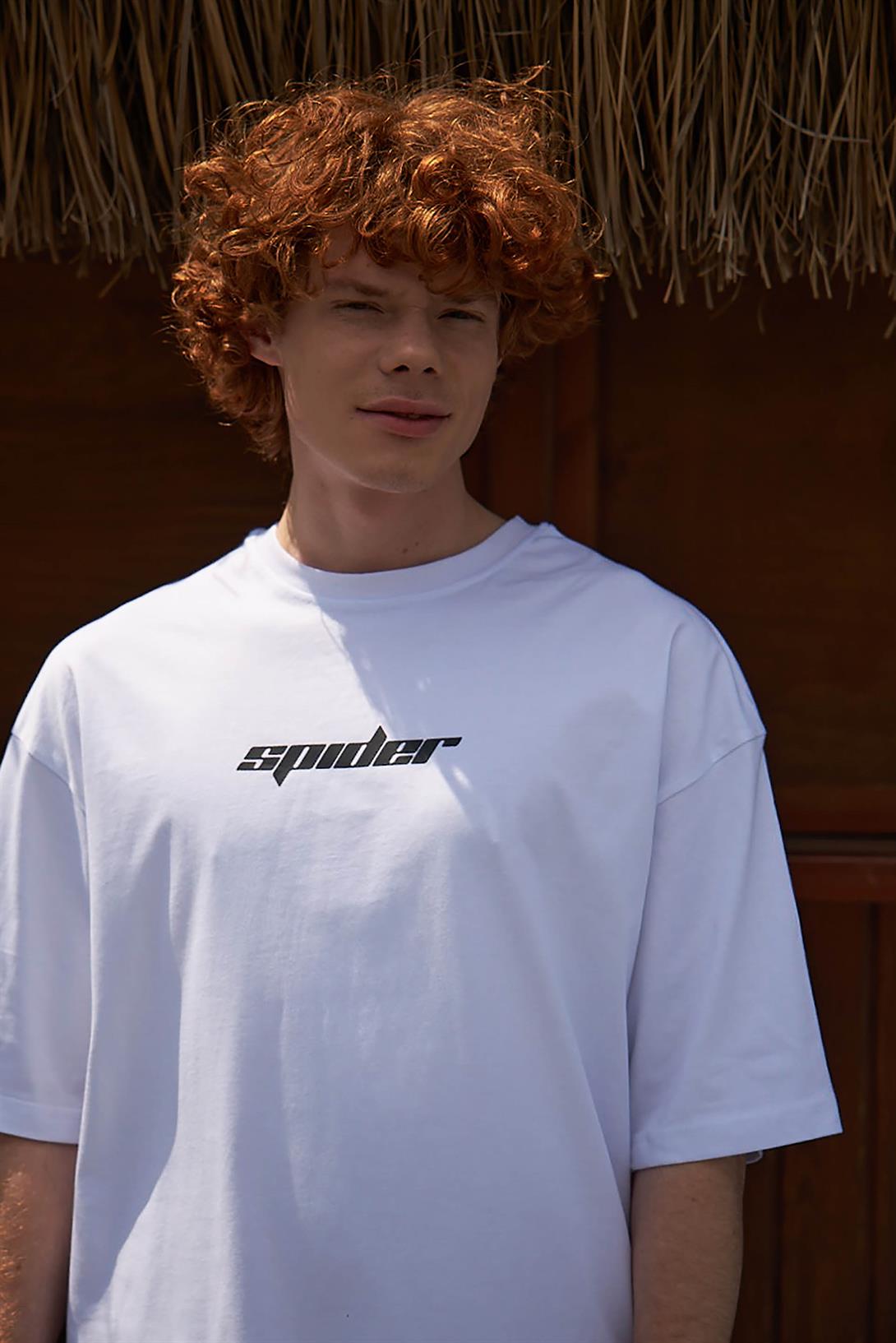 Trendiz Unisex Spider Tshirt Beyaz