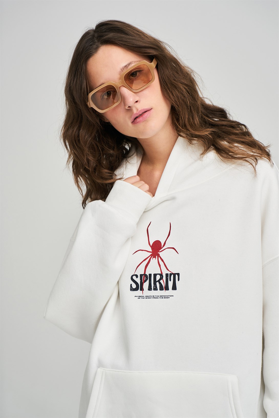 Trendiz Unisex Spirit Sweatshirt Hoodie Beyaz