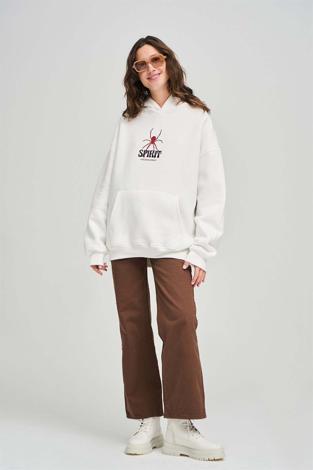 Trendiz Unisex Spirit Sweatshirt Hoodie Beyaz