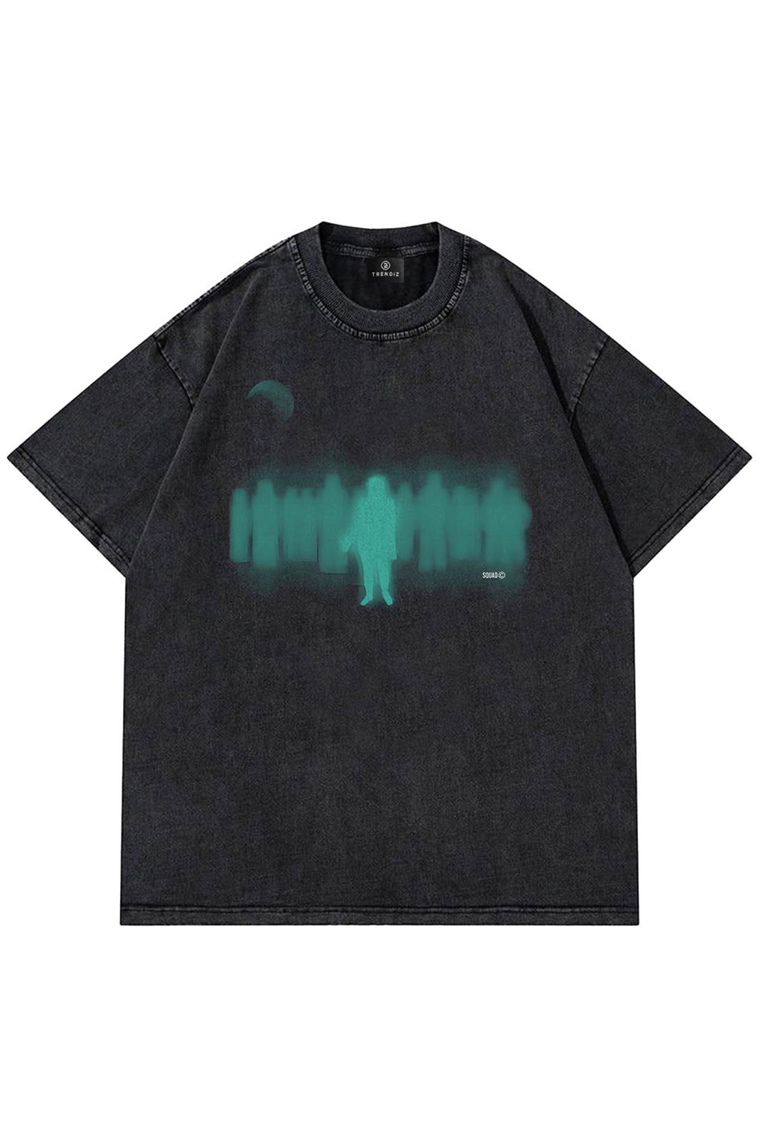 Trendiz Unisex Squad Yıkamalı Tshirt Antrasit