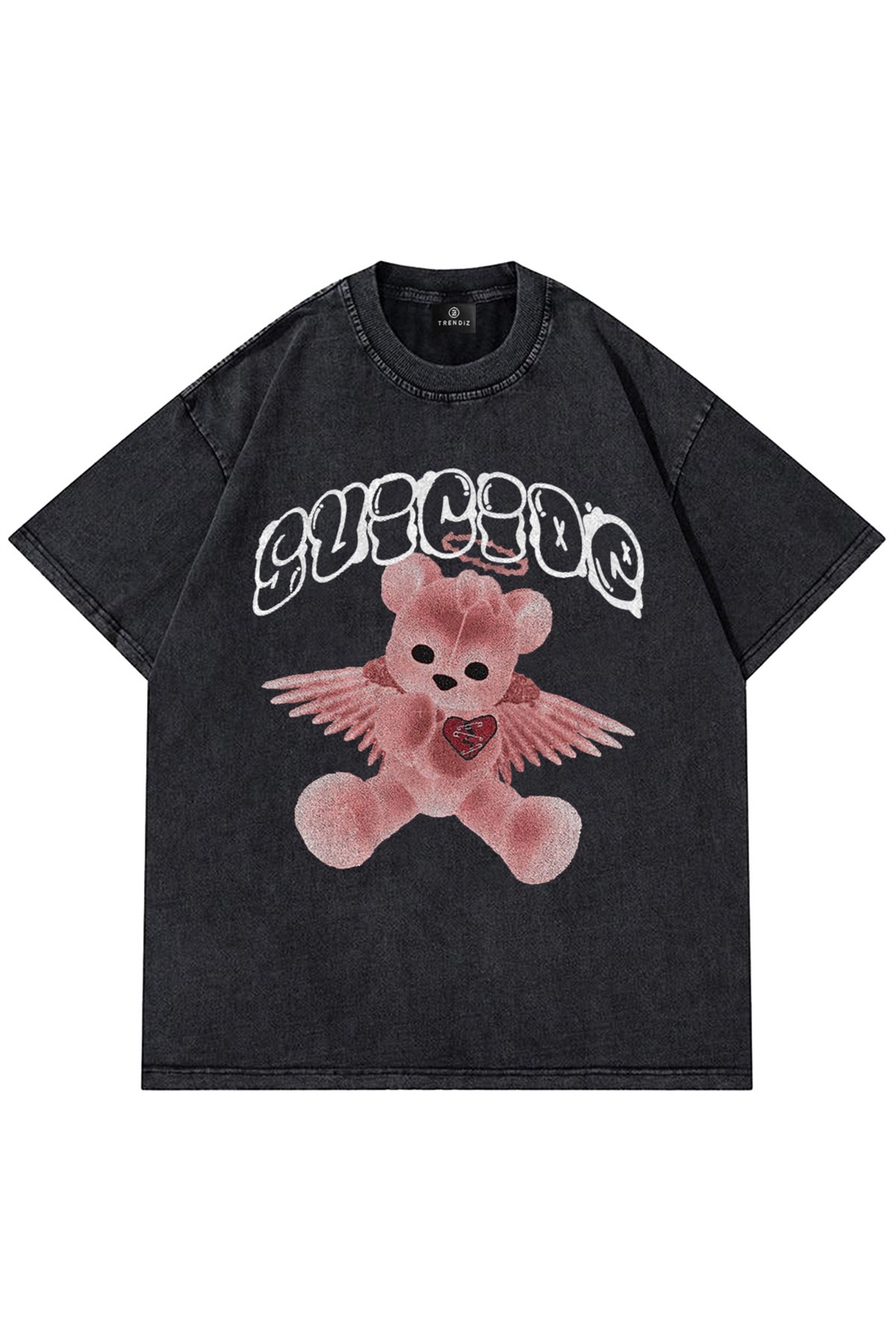 Trendiz Unisex Suicide Bear Yıkamalı Antasit Tshirt