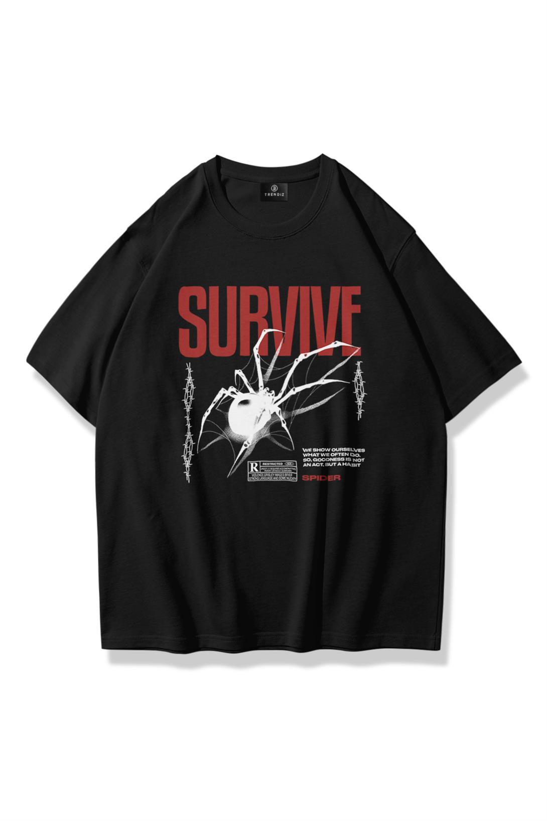 Trendiz Unisex Survive Tshirt Siyah