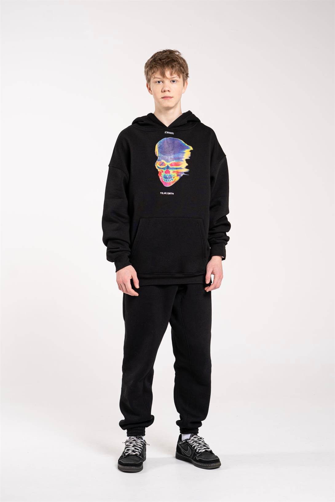 Trendiz Unisex Thermal Skull Sweatshirt Hoodie Siyah