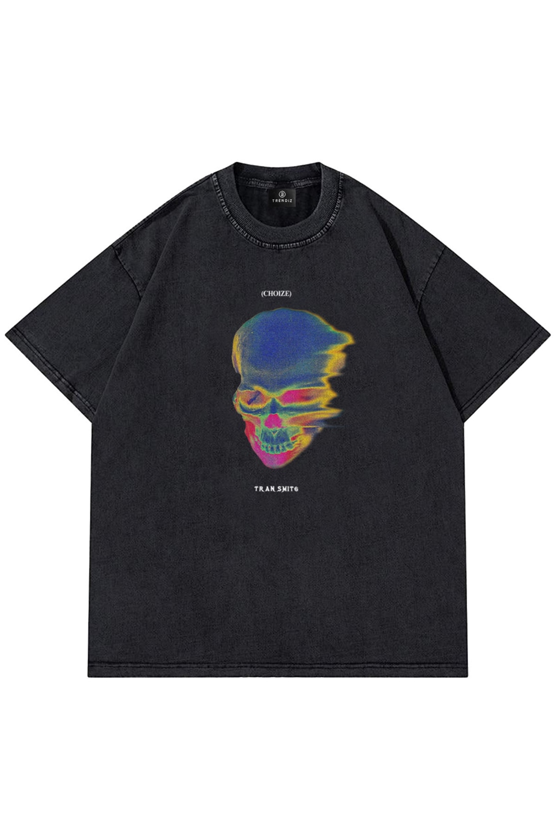 Trendiz Unisex Thermal Skull Yıkamalı Antrasit Tshirt