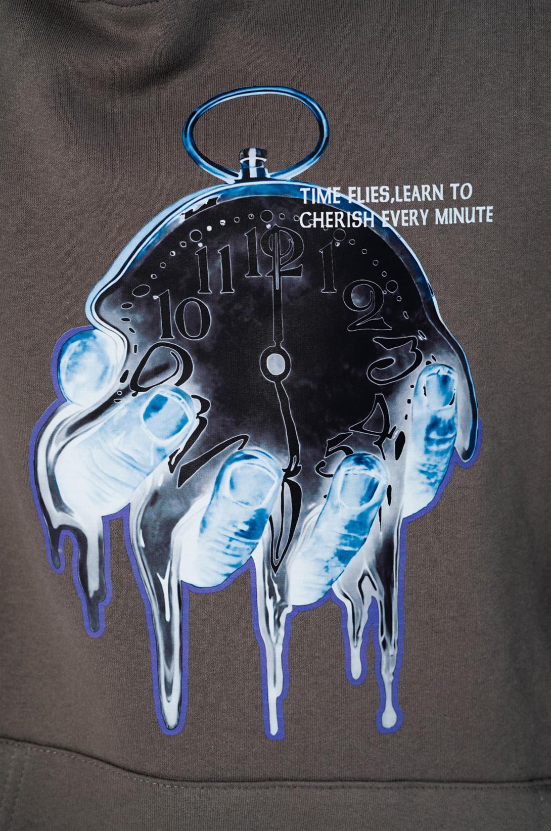 Trendiz Unisex Time Flies Sweatshirt Hoodie Antrasit