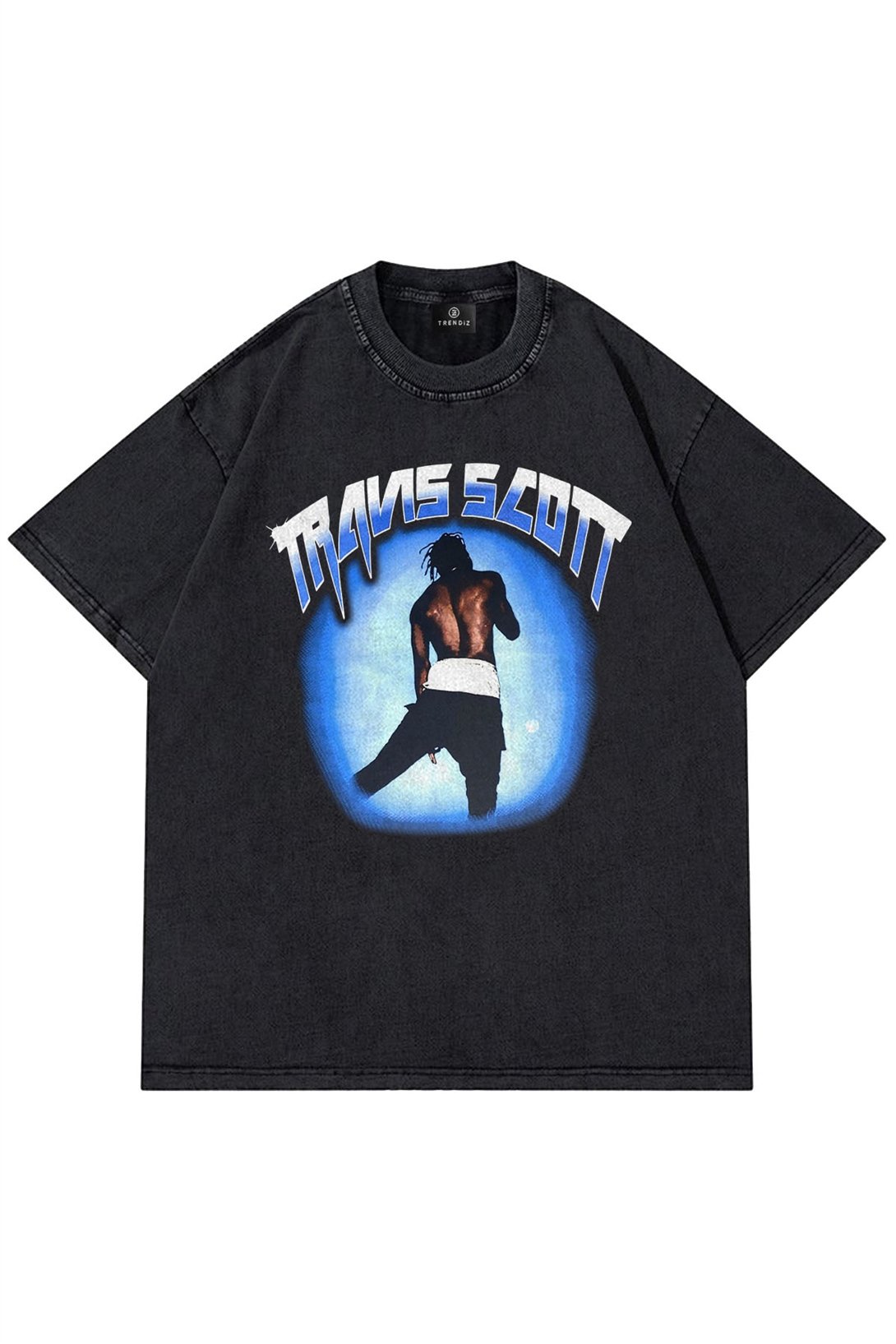 Trendiz Unisex Travis Scott 101 Yıkamalı Antrasit Tshirt