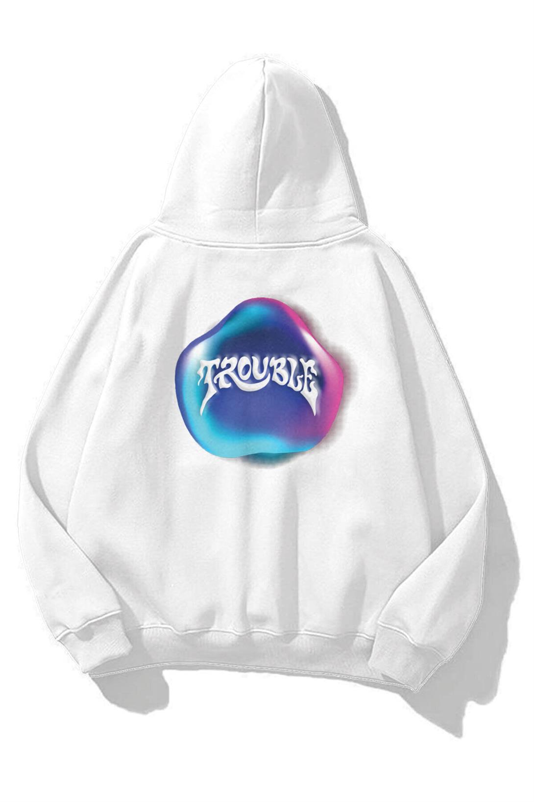 Trendiz Unisex Trouble Sweatshirt Beyaz