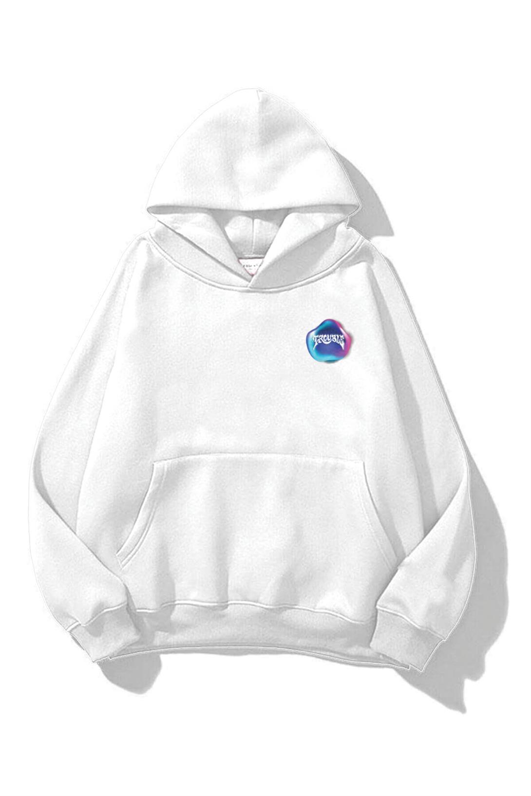 Trendiz Unisex Trouble Sweatshirt Beyaz