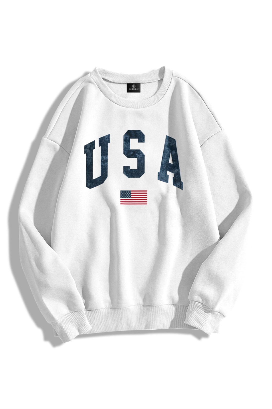 Trendiz Unisex USA Flag Bisiklet Yaka Sweatshirt Hoodie