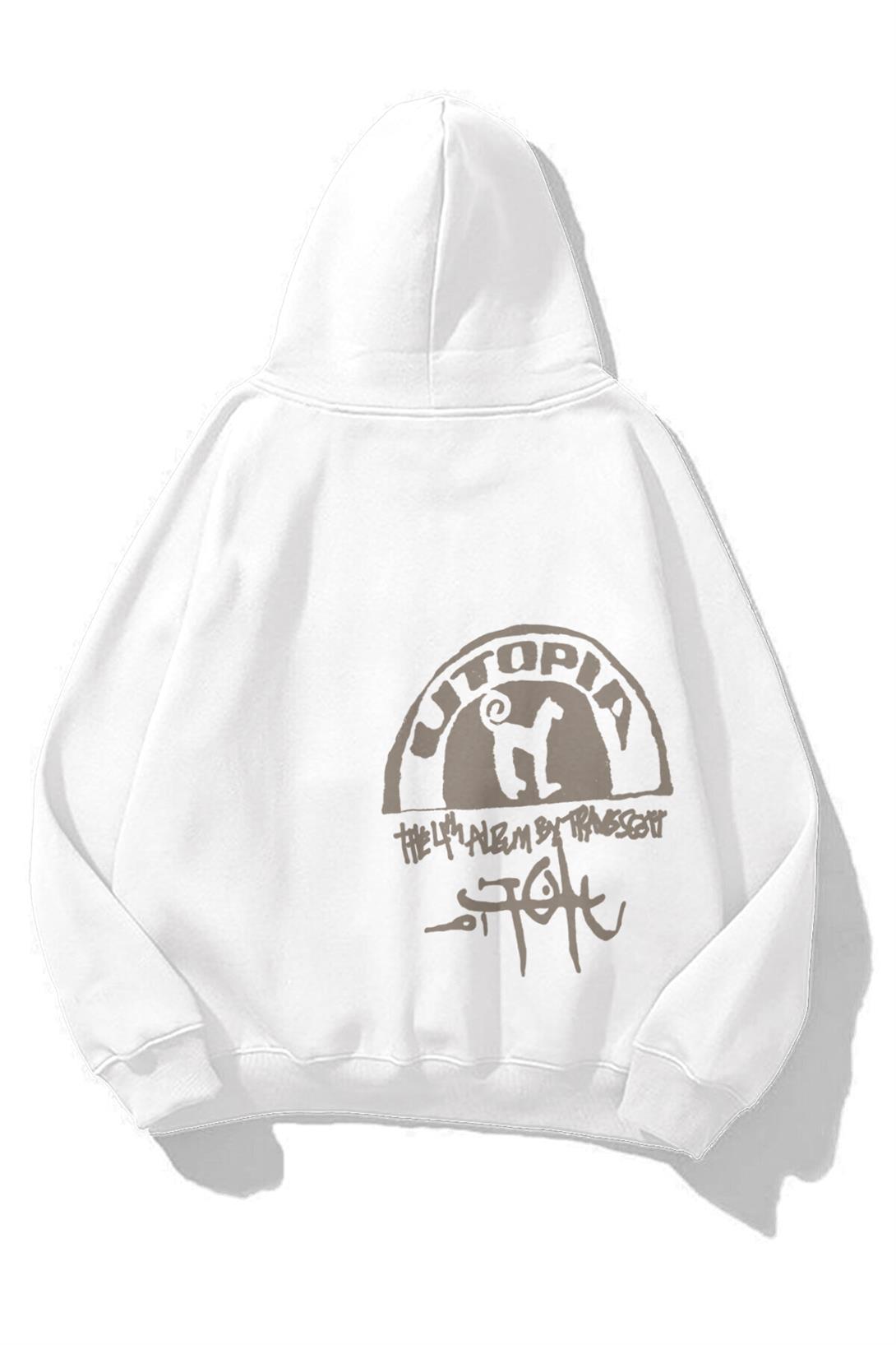 Trendiz Unisex Utopia 4th Album Travis Scott Sweatshirt Hoodie Beyaz