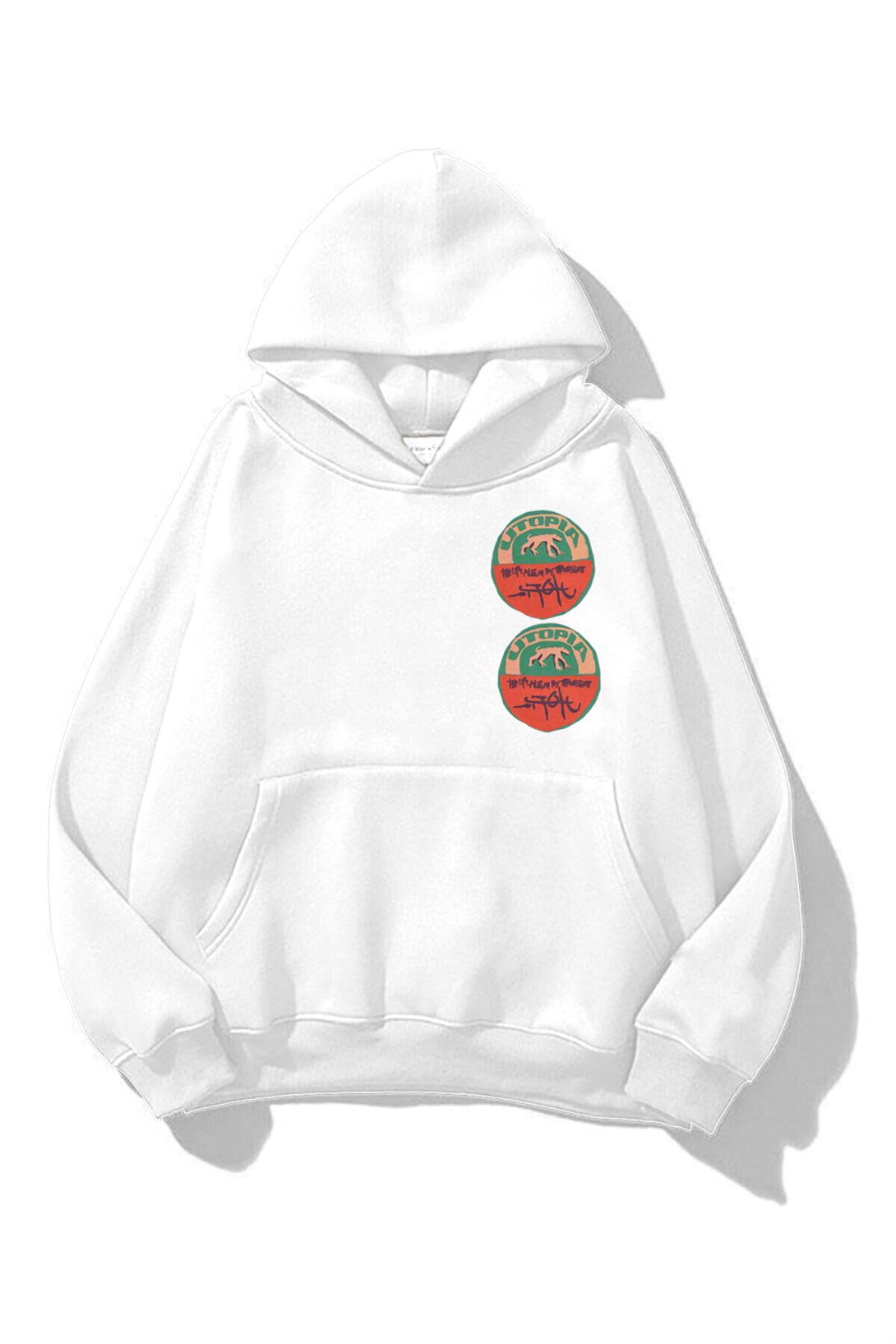 Trendiz Unisex Utopia Light Travis Scott Sweatshirt Hoodie Beyaz