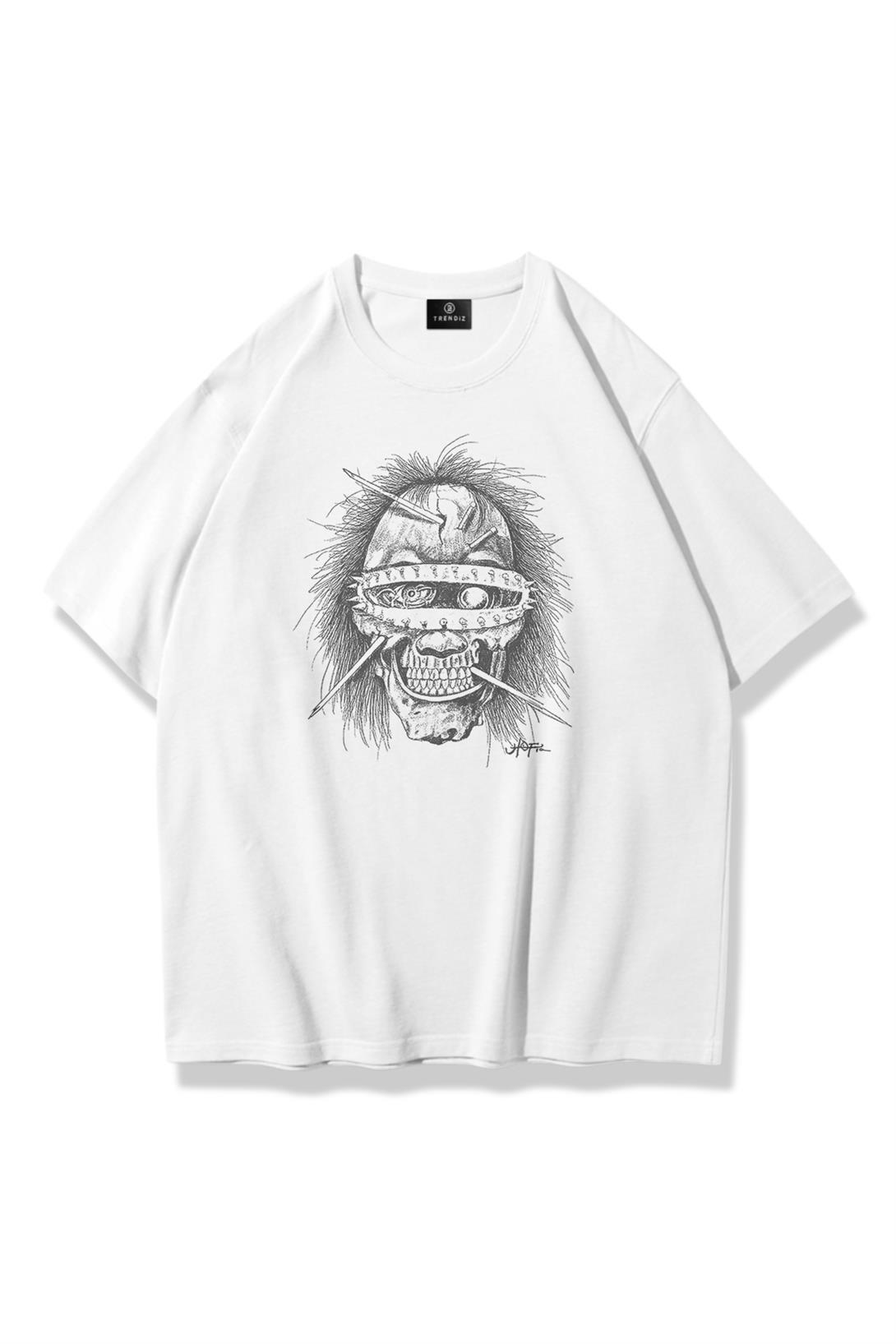 Trendiz Unisex Utopia Psycho Travis Scott Tshirt Beyaz