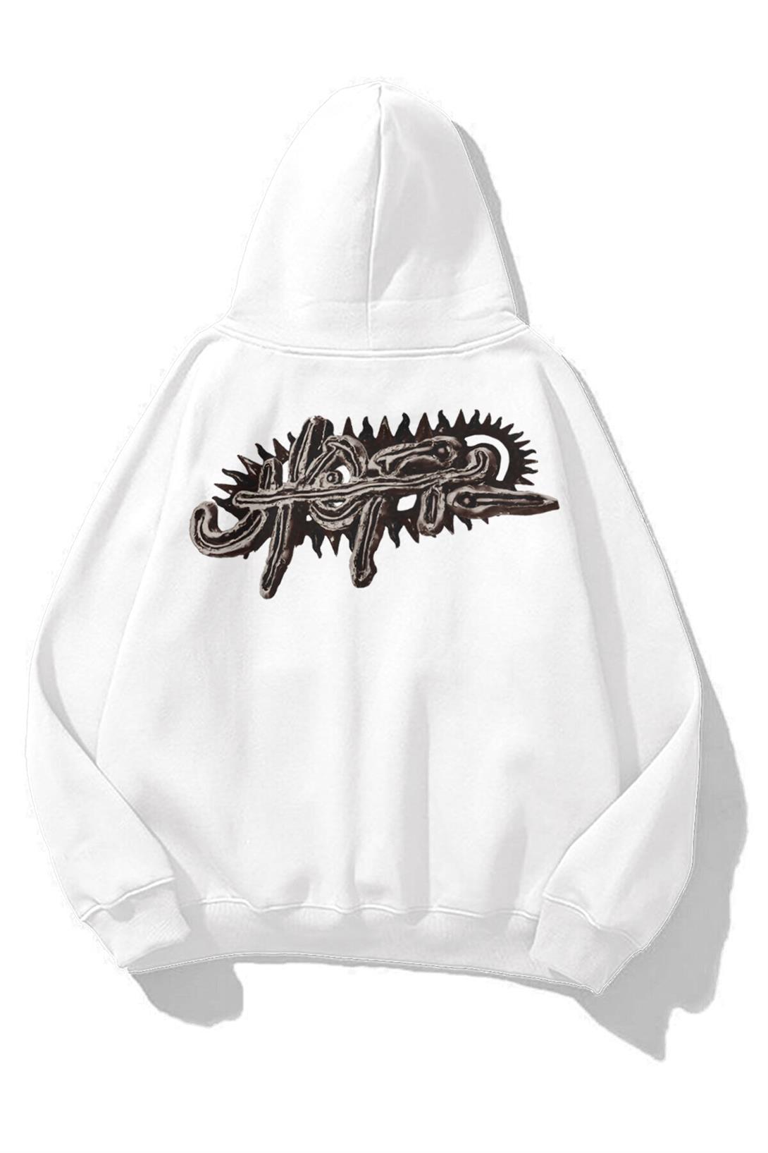 Trendiz Unisex Utopia Psycho Travis Scott Sweatshirt Hoodie Beyaz