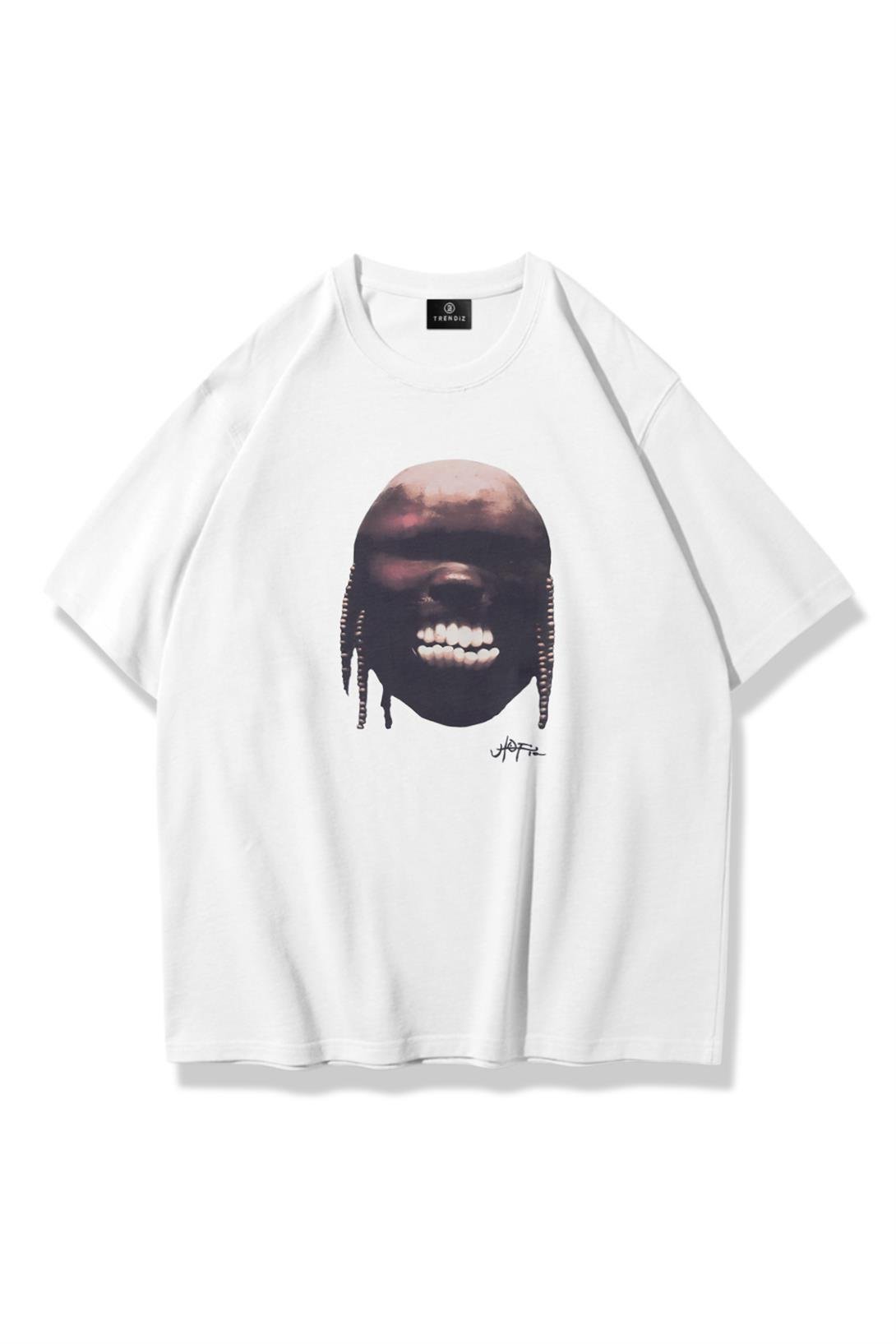 Trendiz Unisex Utopia Teeth Travis Scott Tshirt Beyaz
