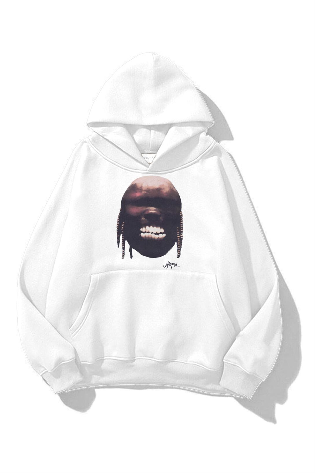 Trendiz Unisex Utopia Teeth Travis Scott Sweatshirt Hoodie Beyaz