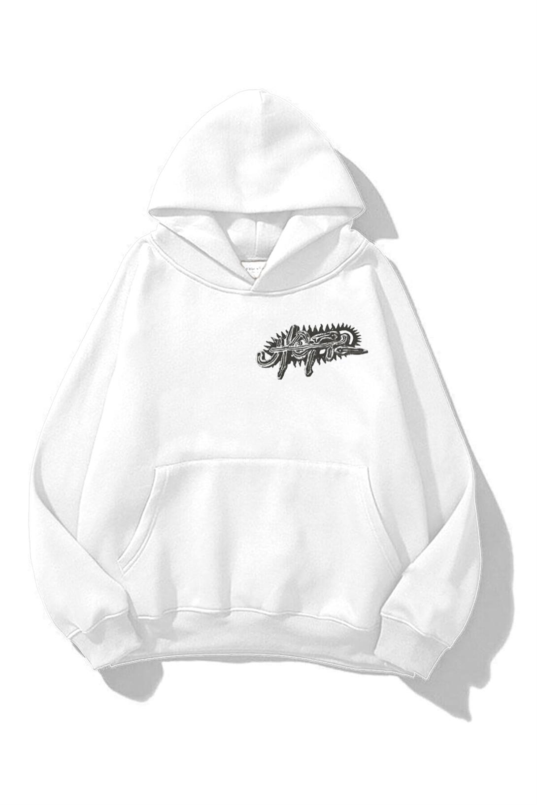 Trendiz Unisex Utopia Wheel Travis Scott Sweatshirt Hoodie Beyaz