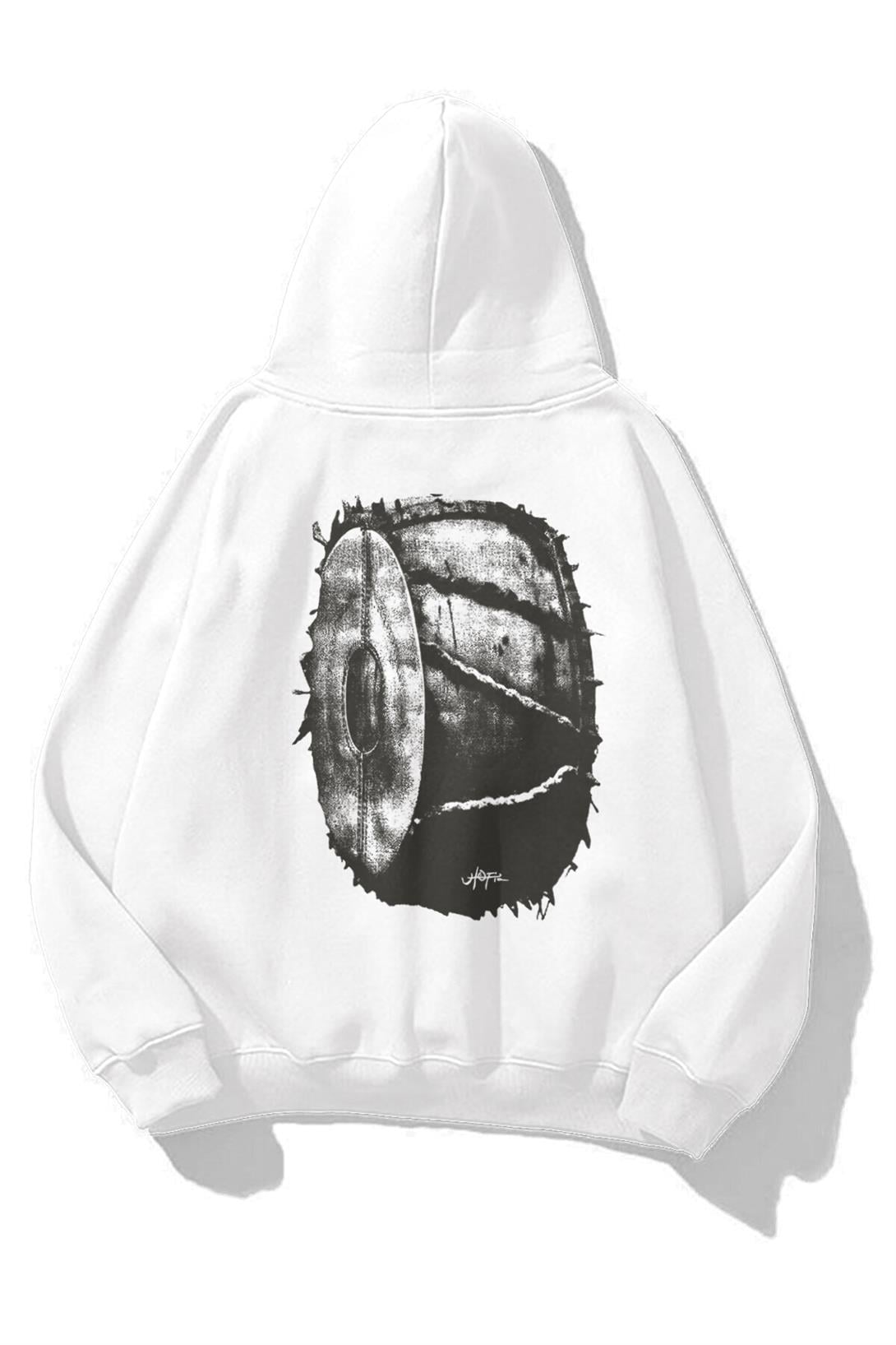 Trendiz Unisex Utopia Wheel Travis Scott Sweatshirt Hoodie Beyaz