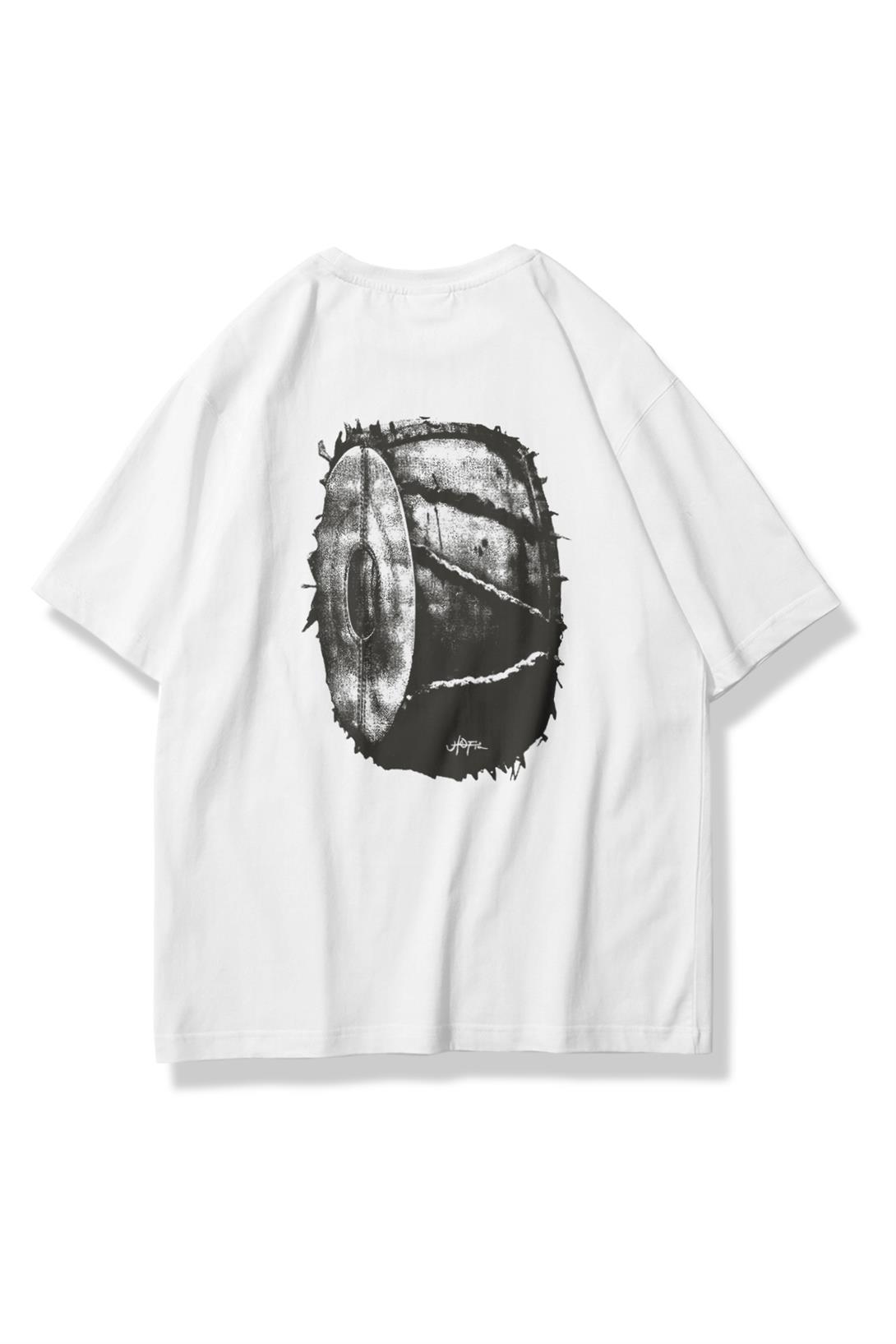 Trendiz Unisex Utopia Wheel Travis Scott Tshirt Beyaz