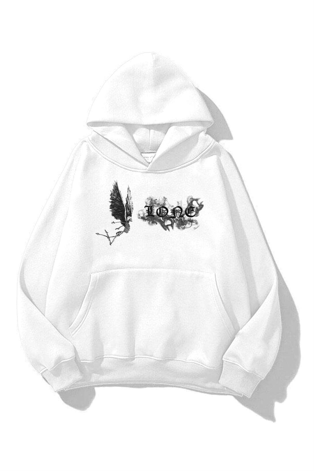 Trendiz Unisex Vlone Sweatshirt Hoodie Beyaz