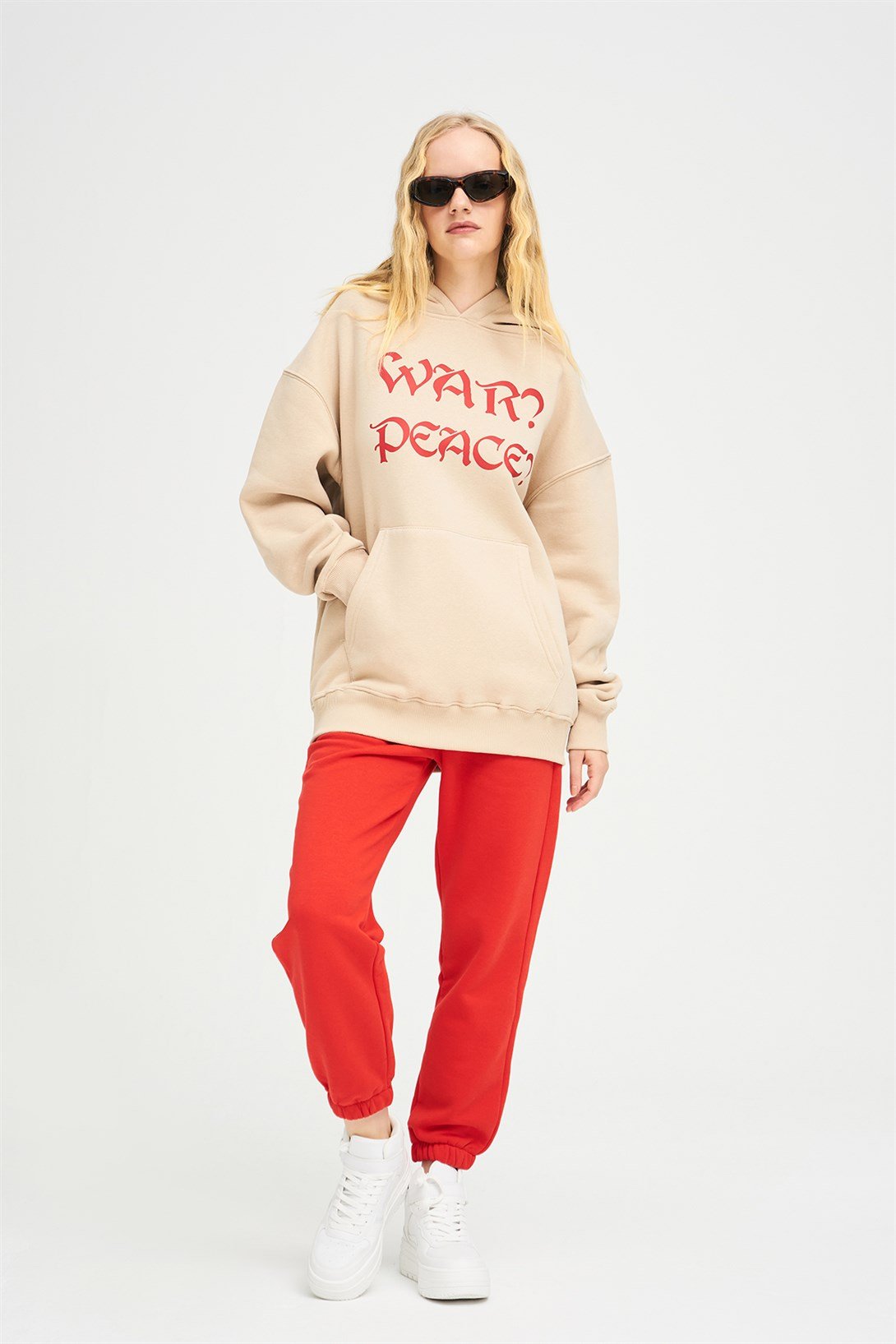 Trendiz Unisex War Peace Sweatshirt Hoodie Taş