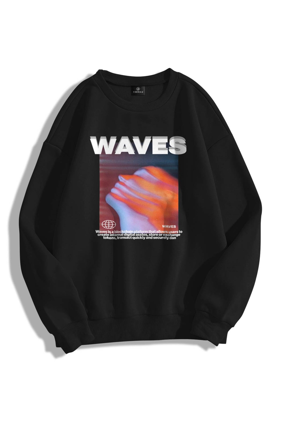 Trendiz Unisex Waves Bisiklet Yaka Sweatshirt Hoodie