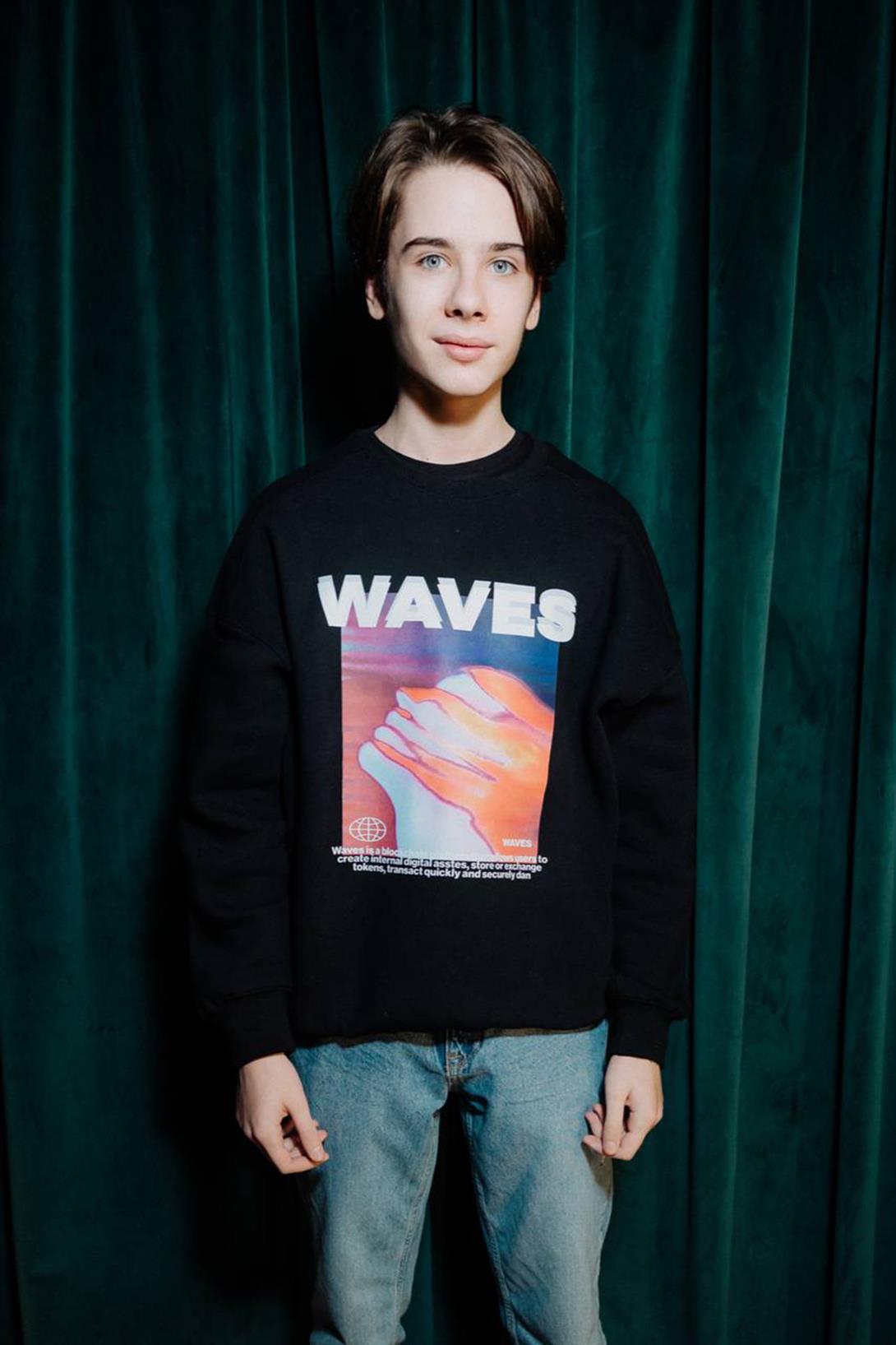 Trendiz Unisex Waves Bisiklet Yaka Sweatshirt Hoodie