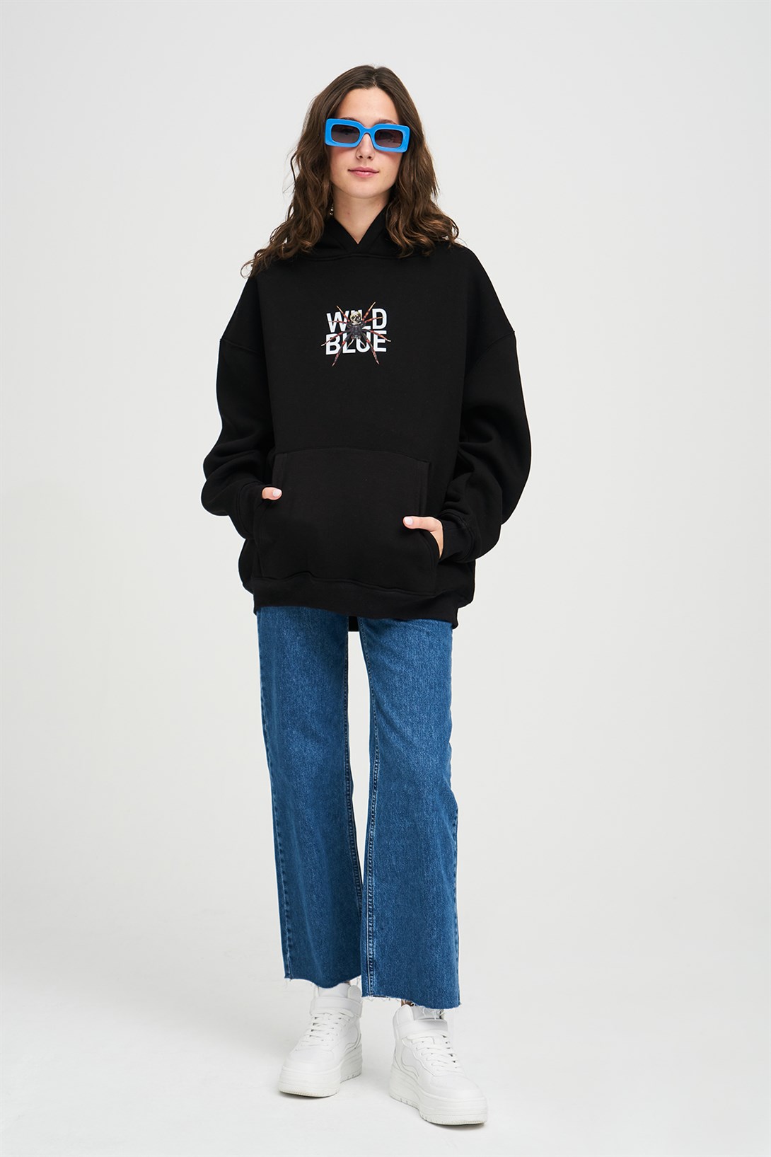 Trendiz Unisex Wild Blue Sweatshirt Hoodie Siyah