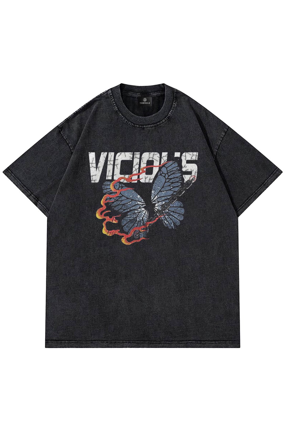 Trendiz Unisex Yıkamalı Vicious Antrasit Tshirt