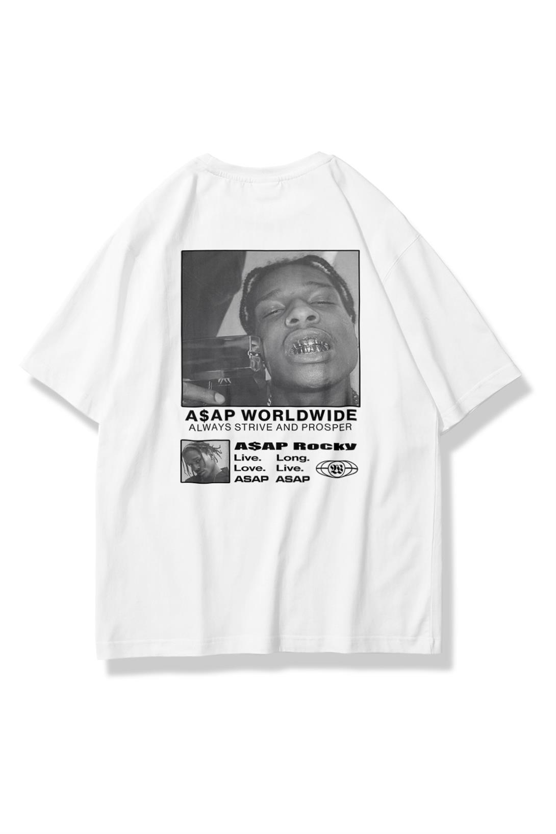 Unisex Asap Worldwide Tshirt Beyaz