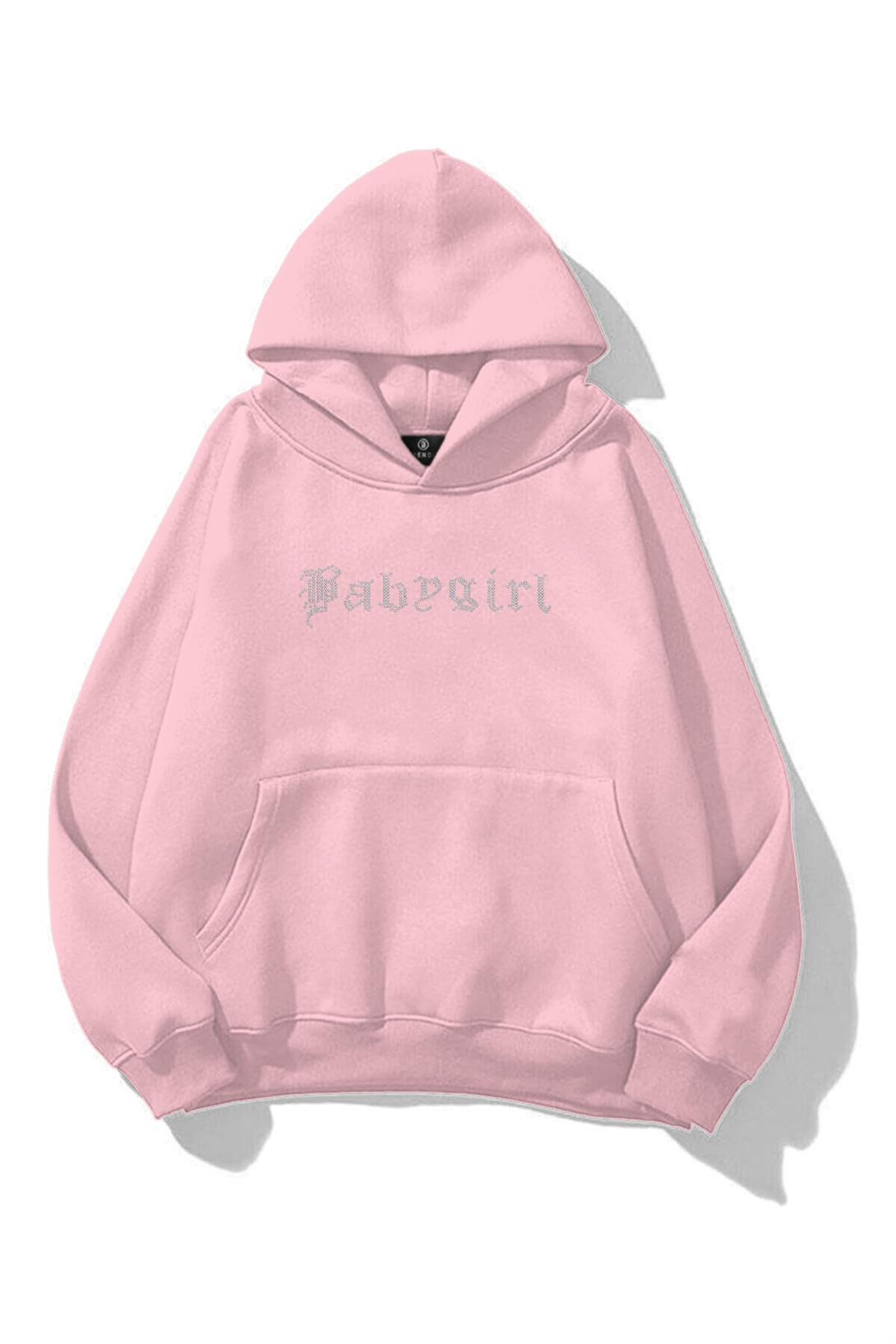 Unisex Babygirl Taş Baskılı Sweatshirt Pembe